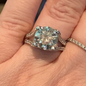 5.5Ct  Moissanite Ring Set in Stamped 925 silver.